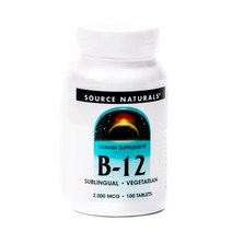 소스내츄럴스 B-12 서블링구얼 베지테리안 2000mcg 타블렛 글루텐 프리 무설탕, 100개입, 1개