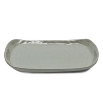광주요 조합토 쑥빛 편사각접시 대, 연쑥빛