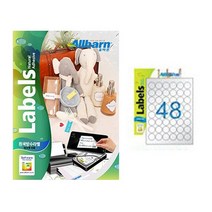 [올바른] 흰색방수라벨 (잉크젯용) -(원형48칸), 25매, AL448PI