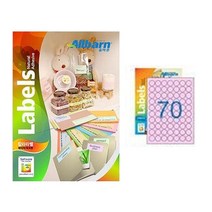 [올바른] 칼라라벨 연분홍 (레이저 잉크젯공용) -(원형70칸), 50매, AL470PP