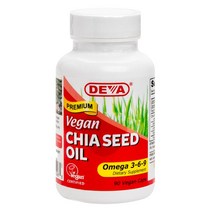 Deva 프리미엄 비건 치아 시드 오일 오메가 3-6-9 비건 캡, 90개입, 1개