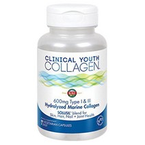 Kal 클리니컬 유스 콜라겐 타입 I & III 600mg 베지테리안 캡슐, 60정, 1개