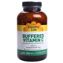 컨트리라이프 버퍼드 비타민 C 1000mg 타블렛 글루텐 프리 무설탕, 250개입, 1개, 250정