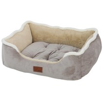 레드퍼피 프리미엄 멜란지 워머 사각 펫 쿠션, 파스텔 베이지