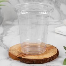 탐사 투명 PET 아이스컵 + 평뚜껑, 100개, 1세트, 410ml