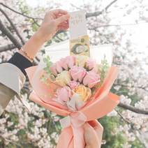 이플린 어버이날 장미 돈 꽃다발 + 쇼핑백 + opp 비닐 용돈 봉투, 핑크