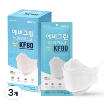 에버그린 황사 방역용 마스크 대형 KF80, 25개입, 3개, 화이트