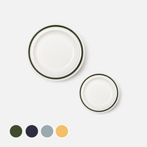쓰임 레트로 라인 원형접시 2p, 딥그린, 2개