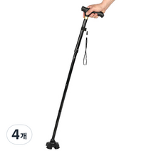 행복의모든것 랜턴 접이식 네발 지팡이, 블랙, 4개