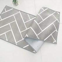 아포아룸 헤링본 극세사 주방매트, 라이트그레이