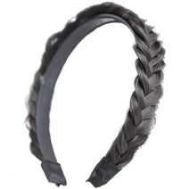 하이유니 땋은 머리 가발 헤어밴드, 네츄럴블랙, 1개