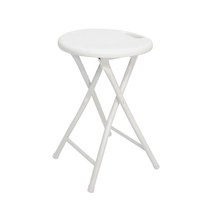 팬물산 원형 손잡이 접이식 스툴, 화이트