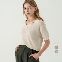 ELLE PARIS 오픈카라 반팔 니트
