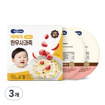 베베쿡 중기 한우사과죽 실온이유식 2p, 혼합맛(한우/사과), 220g, 3개