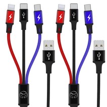 디지지 3in1 스마트폰 고속 충전 멀티케이블 스카이 에어, 100cm, 혼합색상, 2개