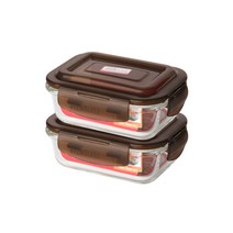 아이에코리아 수퍼 오븐글라스 직사각 내열유리 밀폐용기 640ml, 2개입, 용기 2p