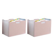 댓츠댓 아코디언 문서정리 대용량 서류폴더 가로형, 핑크, 2개