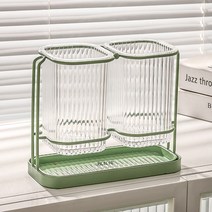 리얼브 2구 사각 물빠짐 수저통, 그린, 1개