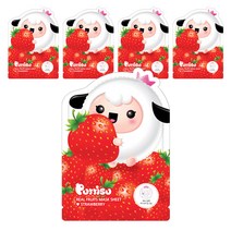 뿌띠슈 어린이용 리얼 프루츠 시트마스크 딸기, 1개입, 5개