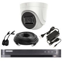 하이크비전 4K UHD 돔형 CCTV 실내용 + 하이브리드 터보 4채널 녹화기 + 어댑터 + 발룬 + UTP 케이블 50m 세트 자가설치, DS-2CE76U1T-ITPE, DS-7204HUHI-K1