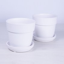 도시정원 팽이 칼라 도자기 화분 2호 2p 세트, 화이트