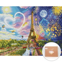 아트조이 DIY 보석 십자수 캔버스형 50 x 40 cm, 에펠탑 하트, 1세트