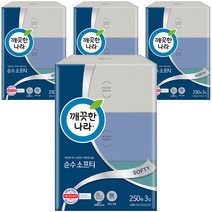 깨끗한나라 순수 소프티 각티슈 250p, 3개입, 4개
