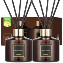쿤달 퍼퓸 디퓨저 200ml 2개 + 섬유스틱 10개, 레몬버베나향, 1세트
