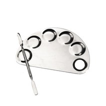 엘엘리빙 네일 아트 믹싱 스테인리스 파레트 + 스파츌라 세트, 실버, 1세트