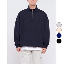 언탭트 남성용 빅사이즈 오버핏 하프집업 맨투맨 티셔츠