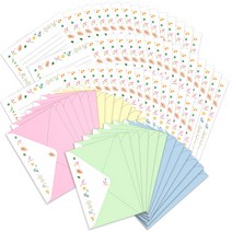 투영디자인 플라워 파스텔 편지지 48p + 편지 봉투 4종 x 6p, 혼합 색상, 1세트
