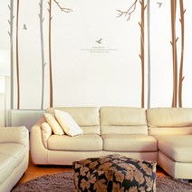 디자인베이 포인트스티커 나무숲사이로, 밀크브라운+라이트그레이 글자