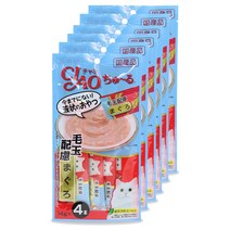 이나바 차오 츄루 고양이 파우치 간식 56g, 참치 + 헤어볼 케어 혼합맛, 6개입