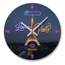꾸밈 인테리어 벽시계 네온사인 에펠탑, A타입 원형