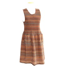 necco 빈티지 주름 원피스 앞치마, 브라운, 1개