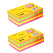 블루마토 점착 컬러 메모패드 C5, 진분홍 + 노랑 + 연분홍 + 초록 + 주황(형광), 2개입