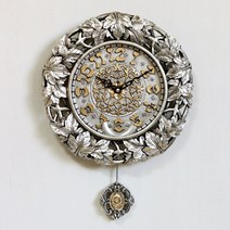 키다리 저소음 엔틱 넝쿨 벽시계, 실버