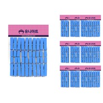 유니아트 칼라 나무집게 대 (4.5cm) 20p, 파랑, 10개입