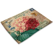 이코디 빈티지 정물화 테이블 매트 A, C, 42 x 32 cm
