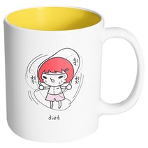 핸드팩토리 빨간머리 다이어트 머그컵, 내부 옐로우, 1개