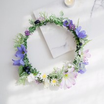 더플라워마켓 하늘하늘 코스모스 들꽃화관 조화, 혼합 색상