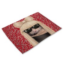 비케이 고양이 개 초상화 식탁매트, 2, 가로 42cm x 세로 32cm