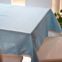 이코디 레이스 도트 테이블 보, 블루, 140 x 200 cm