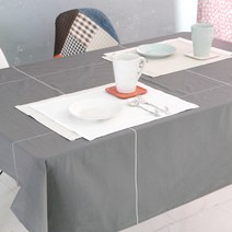 레브라이프 고밀도 빅체크 면식탁보, 차콜, 2인용