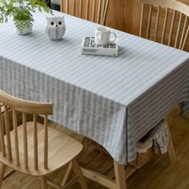 아울리빙 체크라인 키친 테이블커버, 블루, 140 x 140 cm