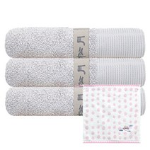 송월타월 뉴명품 타월 3p + 고양이 핸드타월 분홍, 연회색, 1세트