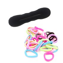 루머스 올림머리 스폰지 스몰 HU013 + 머리끈 소 HU122 랜덤 발송 50p, 혼합 색상, 1세트