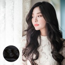 가발나라 밀착스킨 붙임머리 5섹션 글램 루즈 웨이브 45cm, 다크블랙, 1개