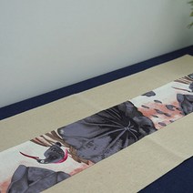 아리코 25 kitchen 동양 린넨 테이블 러너, J(꽃과 새), 30 x 120 cm