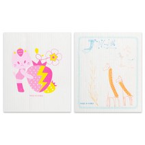 키친에구떼 펄프 주방 스칸행주 2p 페이스캣딸기 세트, 페이스캣딸기, 기린